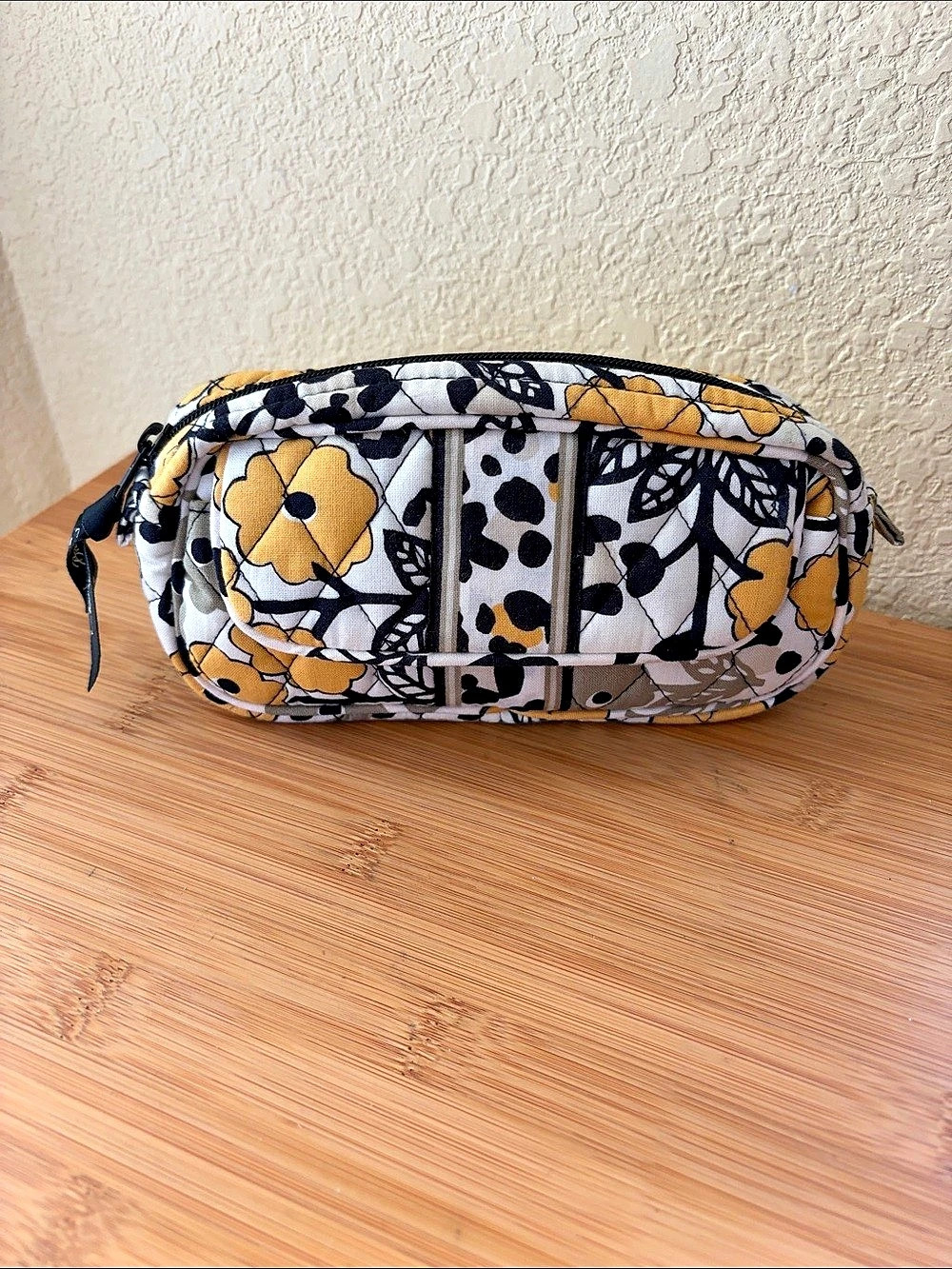 Vera Bradley Floral Cosmetic Bag in White & Yellow